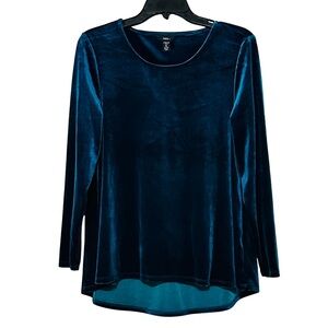 Intro Stretch Velvet Long Sleeve Top in Teal – Petite Large (PL)